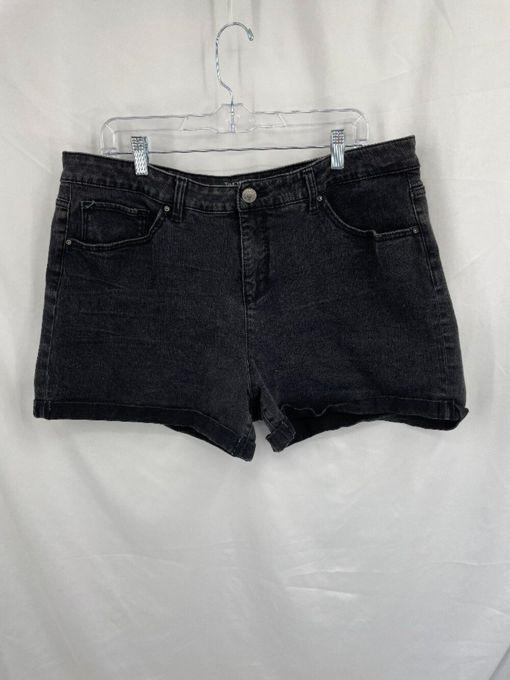 Time and Tru Mid Rise Black Denim Cuffed Shorts